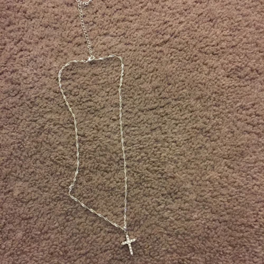 Diamond Sliver Cross Necklace